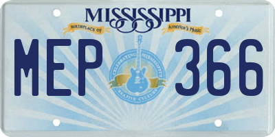 MS license plate MEP366