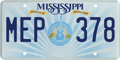 MS license plate MEP378