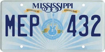 MS license plate MEP432