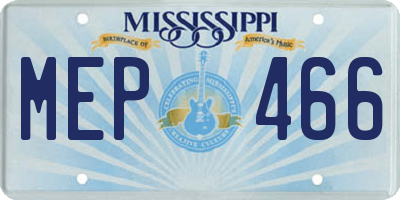 MS license plate MEP466