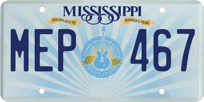 MS license plate MEP467