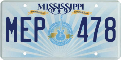 MS license plate MEP478