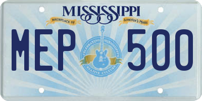 MS license plate MEP500