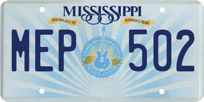 MS license plate MEP502