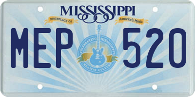 MS license plate MEP520