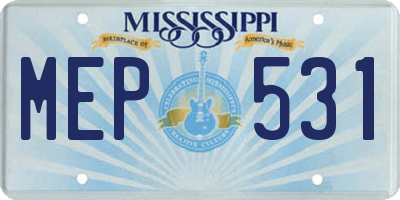 MS license plate MEP531