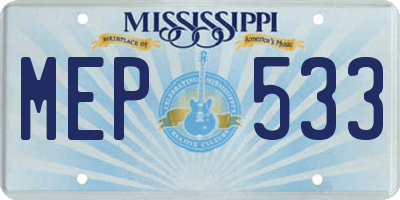 MS license plate MEP533