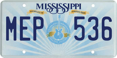MS license plate MEP536