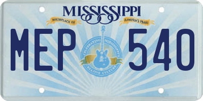 MS license plate MEP540