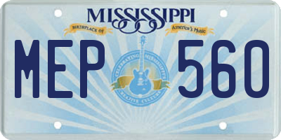 MS license plate MEP560