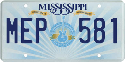 MS license plate MEP581
