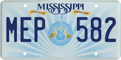 MS license plate MEP582