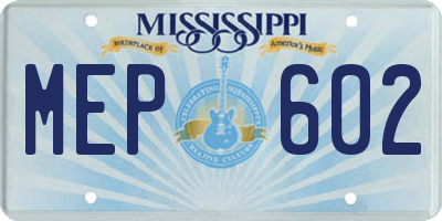 MS license plate MEP602