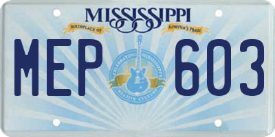MS license plate MEP603