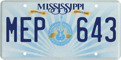 MS license plate MEP643