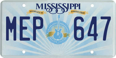 MS license plate MEP647