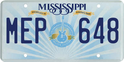 MS license plate MEP648