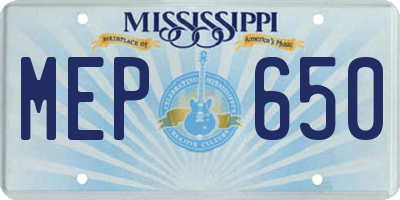 MS license plate MEP650