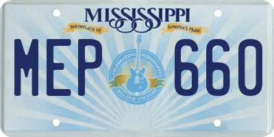 MS license plate MEP660