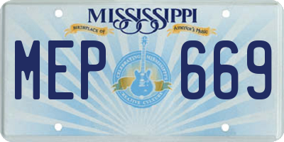 MS license plate MEP669