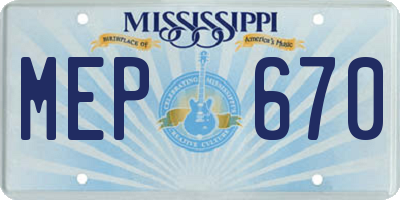 MS license plate MEP670