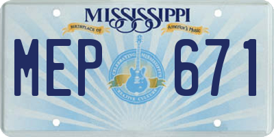 MS license plate MEP671