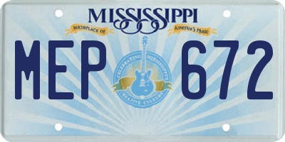 MS license plate MEP672
