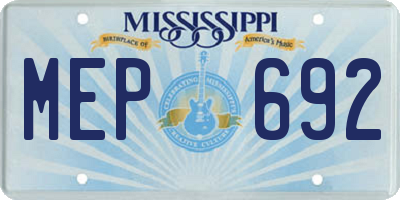 MS license plate MEP692