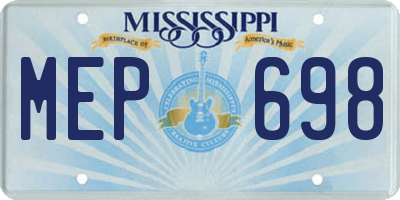 MS license plate MEP698