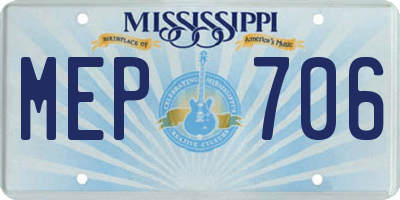 MS license plate MEP706