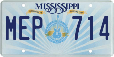 MS license plate MEP714