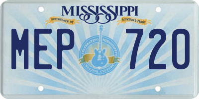 MS license plate MEP720
