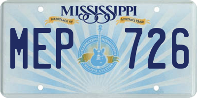 MS license plate MEP726