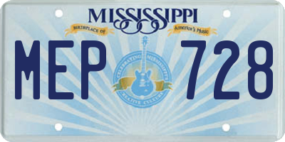 MS license plate MEP728