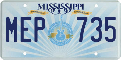 MS license plate MEP735