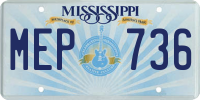 MS license plate MEP736