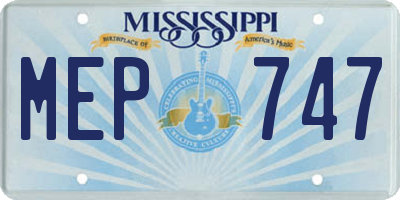 MS license plate MEP747