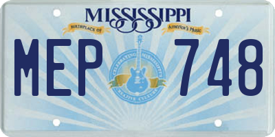 MS license plate MEP748