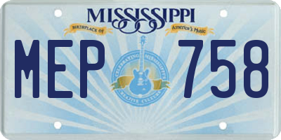 MS license plate MEP758