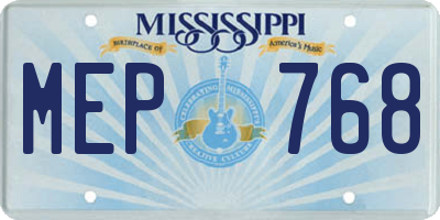 MS license plate MEP768