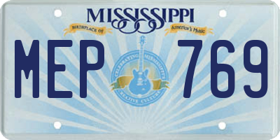 MS license plate MEP769