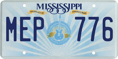 MS license plate MEP776