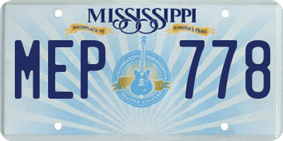 MS license plate MEP778