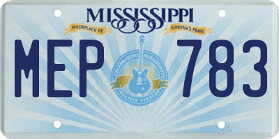 MS license plate MEP783