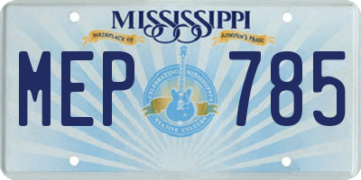 MS license plate MEP785