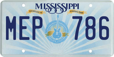 MS license plate MEP786