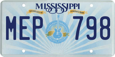 MS license plate MEP798
