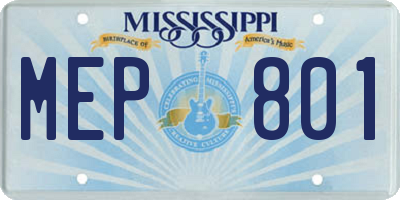 MS license plate MEP801