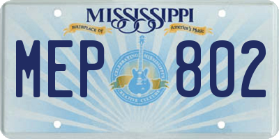 MS license plate MEP802