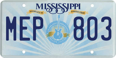 MS license plate MEP803